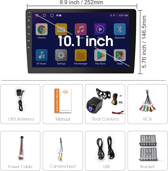 Haudio 10.1 Inch Car Stereo Double Din Radio Touchscreen with Backup Camera, Car Audio Support Wireless Apple CarPlay and Wireless Android Auto,Mirror Link,AUX,FM/AM|Double din car Radio