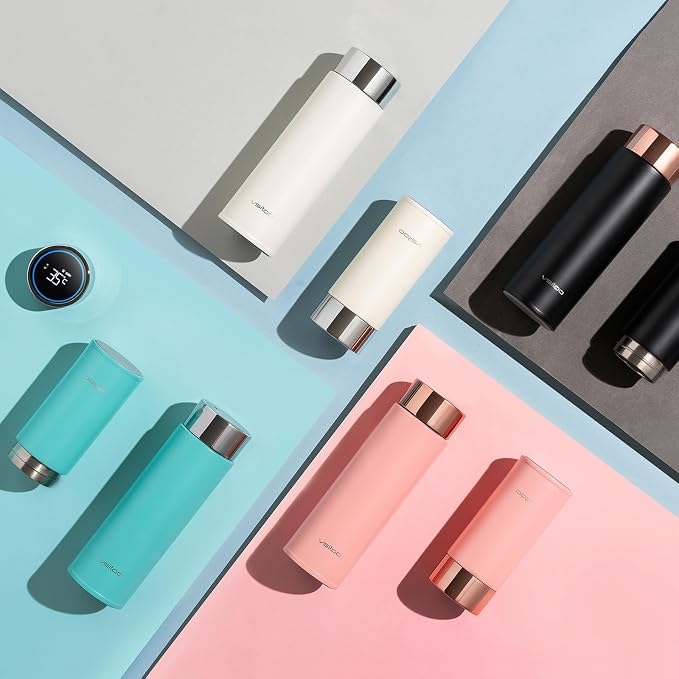 Vsitoo 8.5oz self-cleaning Mini Insulated Water Bottle,Stainless Steel Vacuum Flask,AI Self-Clean,30-Day Battery Life,BPA-Free,Perfect Small Water Bottle for Travel, Purse,White