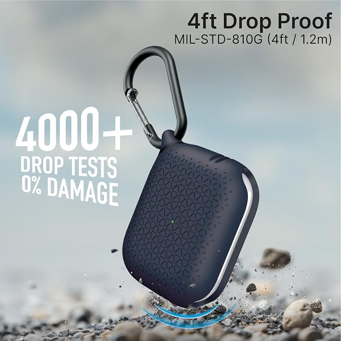 Catalyst Case for AirPods Pro 2, Waterproof IP67 & Drop-Proof Silicone Case Cover for Apple Airpod Pro 2, Wireless Charging Compatible, One-Piece Design with Carabiner for Active Lifestyles