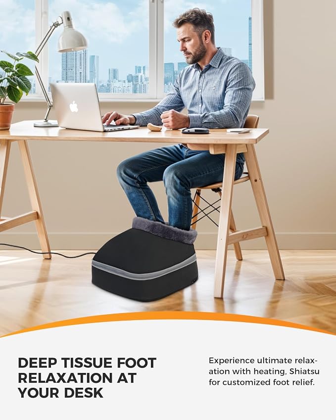 CooCoCo FSA Eligible Heated Foot Massager, HSA Approved Foot Warmer, Shiatsu Foot Heater for Plantar Fasciitis & Neuropathy, Feet Massage Machine for Pain Relief