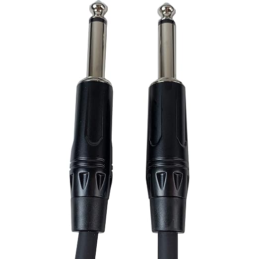 Gearlux Instrument Cable/Guitar Cable, 1/4 Inch, Straight to Straight, Black, 25 Feet - 6 Pack
