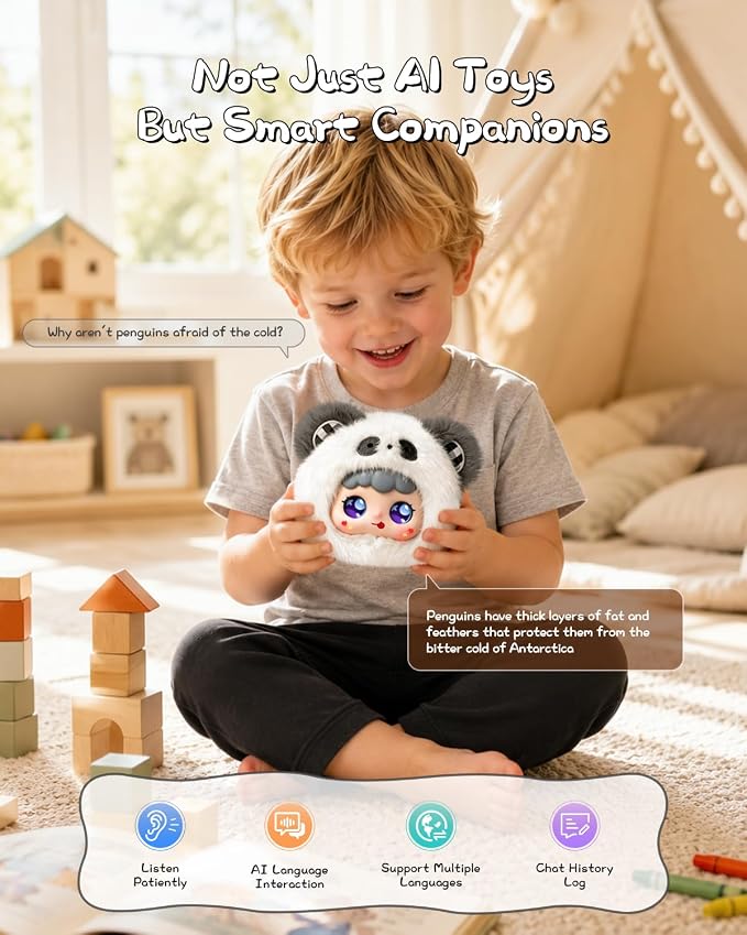 AI Smart Stuffed Animals Kids Toys with ChatGPT, Multilingual Companions, Interactive Games, Memory Training, Smart Interactive Experience, Parental Control App, AI Toys Gift for Girls & Boys