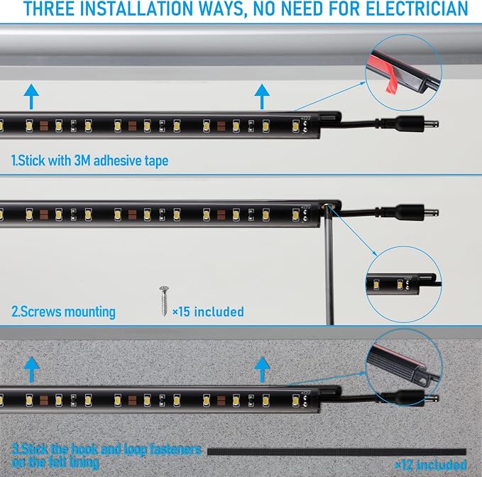 TORCHSTAR Smart LED Safe Lighting Kit, Voice & APP Control (6) 12 Inch Dimmable Linkable Light Bars, Compatible with Alexa, 900LM, 100-240V, for Under Cabinet Display Closet Showcase, 5000K Daylight
