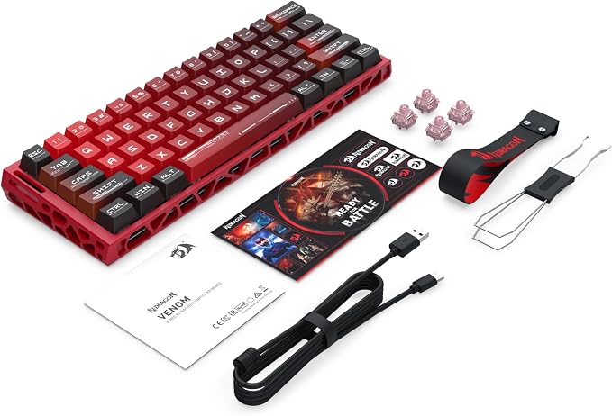 Redragon K753 HE Rapid Trigger Gaming Keyboard, 60% 61 Keys Wired Mechanical Keyboard w/Hype-Red Hollowed-Out Aluminum Base, Next-Gen UltraMag 100% POM Silky Rappid Trigger Magnetic Switch