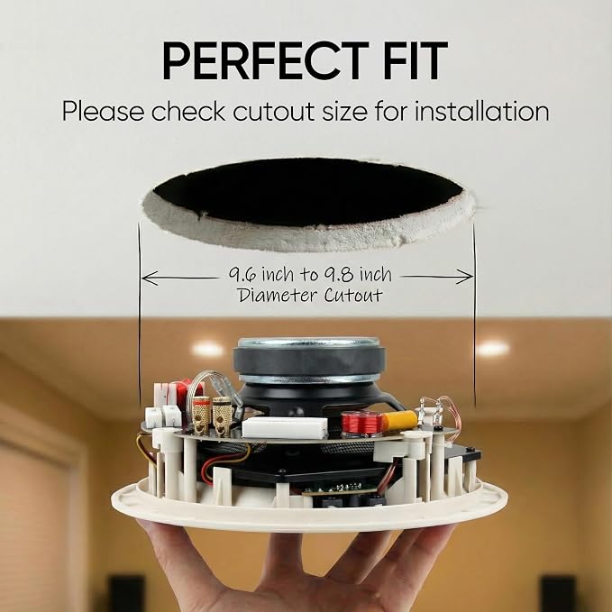 Micca Reference Series R-8C 2-Way in Ceiling in Wall Speaker, 8 Inch Woofer, 1-Inch Pivoting Aluminum Dome Tweeter, Tone Controls, 9.5-Inch Cutout Diameter, Each, White