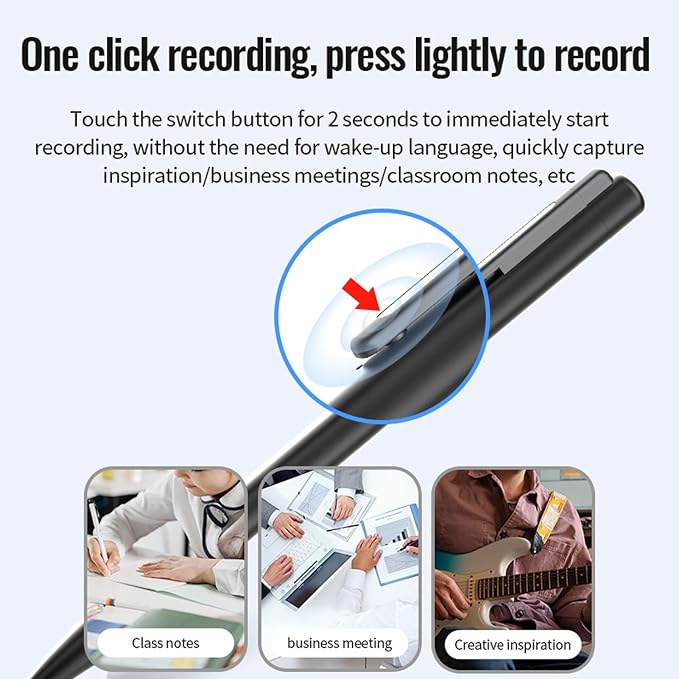 Voice Recorder Pen, One Touch Recording Ai Noise Reduction Voices Activated Copper Alloy Pen Recorders with Type C Charging Digital Voice Recorder for Smart Note Taking (64GB)