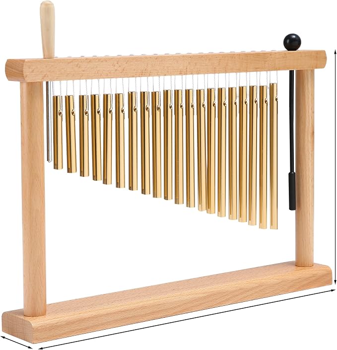 20-Note Chime Bar Table Top Wind Chime Music Percussion Instrument with Mallet, Golden