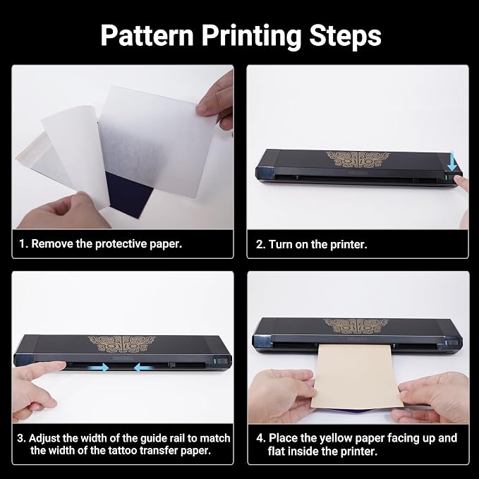 ORGBRO Tattoo Stencil Printer, X8 Thermal Tattoo Transfer Printer with 30pcs Transfer Paper, A4/A5/A6 3-in-1 Wireless Tattoo Machine for Tattoo Artists & Beginners, Compatible with Phone/Tablet/PC