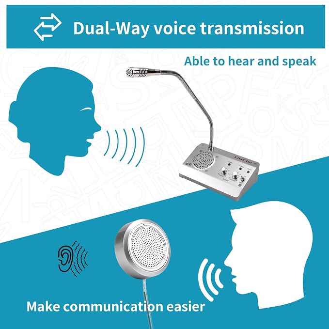 Dual-Way Window Intercom System,High Power Speaker,Microphone Speaker for Teller Window, Two Way Interphone for Bank,Hospital,Business,Office.