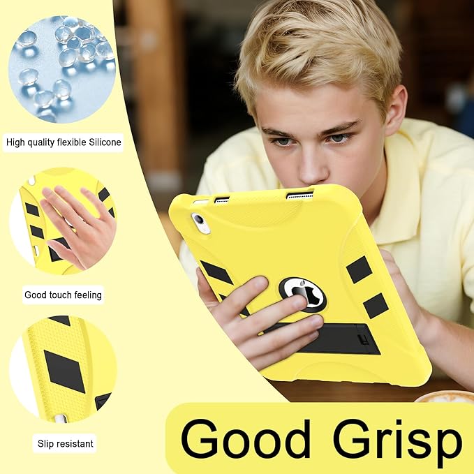Rantice Military-Grade Tested Case for iPad (A16) 11th/10th Generation(2025/2022), Heavy Duty Shockproof Protective iPad Case with Kickstand & Pencil Holder & Child-Safe Design, Yellow+Black