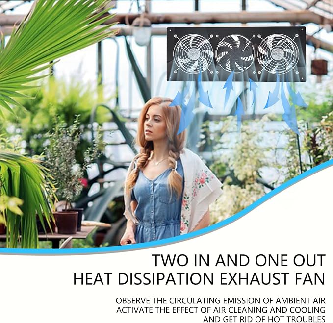 Solar Exhaust Fan,25W Solar Panel with 3PCS Ventilation Fans Kit,Solar Powered Fan for Shed,Chicken Coop,Attic & Greenhouse Intake or Exhaust Air,3500RPM, 15FT Cord,IP67 Waterproof