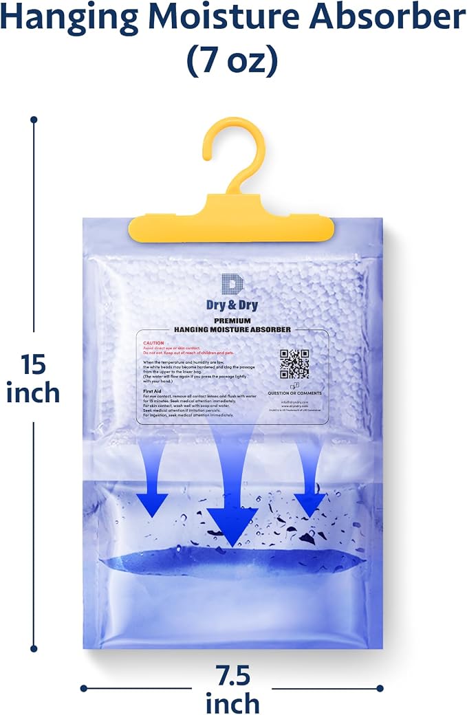 Dry & Dry 88 Pack[7 OZ] Premium Moisture Absorbers Dehumidifiers for Home Dehumidifier for Basement Dehumdifiers for Bedroom Small Dehumidifiers - Dehumidifiers Moisture Absorber, Blue & White