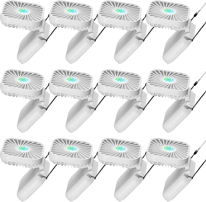 Hortsun 12 Pcs Mini Handheld Fan Bulk Portable Personal Neck Fan Small Foldable Hands Free with USB Rechargeable Gifts for Travel Summer Concerts Vacation Outdoor 3 Speed(White)