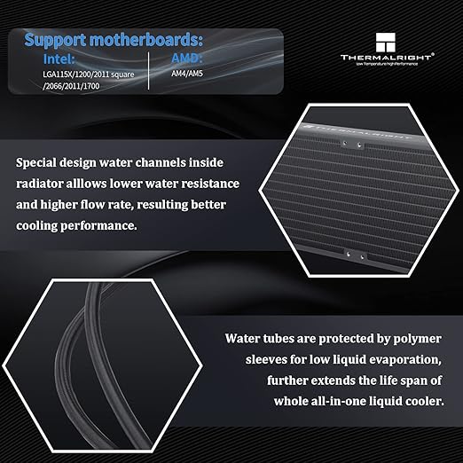 Thermalright Frozen Prism360 Black ARGB CPU Liquid Cooler,Efficient PWM Controlled Pump 3300RPM,3×TL-E12 Series PWM Fan,Water Cooling Computer Parts,for AMD AM4/AM5,Intel 1150/1151/1200/1700/2011