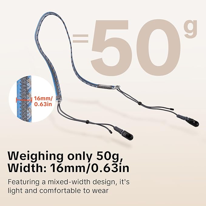 PGYTECH Camera Shoulder Strap Slim Trendy Style, Quick Release Braided Rope Camera Strap Holds 66.1lb, Adjustable Neck Straps for Compact Camera/Mirrorless/Phone for Young Photographers, Mystic Blue