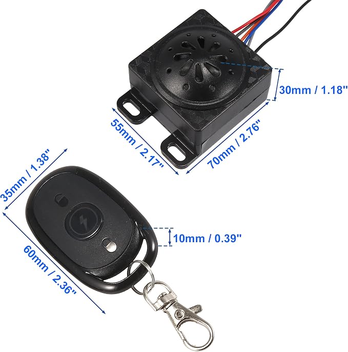 uxcell DC 48-72V Universal Motorcycle Keyless Anti-theft Security Alarm System Set with Remote Control Engine Start
