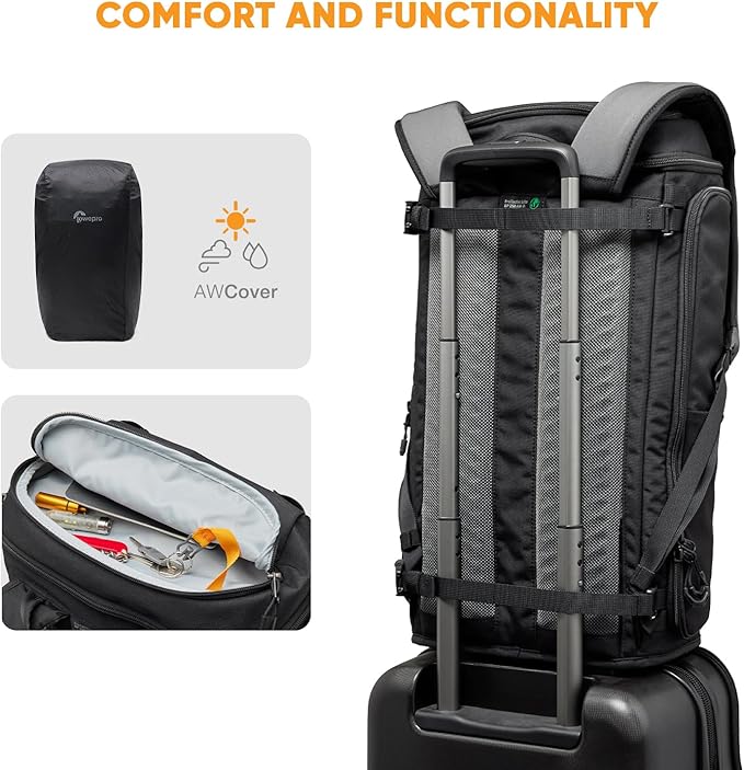 Lowepro ProTactic Lite BP 250 AW III Laptop Backpack, Top and Side access, Professional Camera Bag, DSLR/Drones/Mirrorless, Up to 16" Laptop, Rain Cover, for Photographer, Videographer, Volume 30L