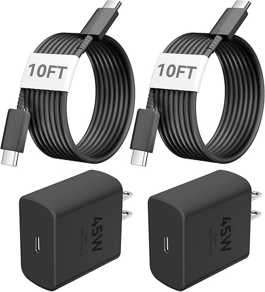 iPhone 17 16 15 Charger Fast Charging PD 45W, 10 FT USB C Cable iPhone 17/16/15 Pro max Charging Long Cord with Apple Charger Block for iPhone 17 Pro Max/17 Pro/17 Air/iPhone 16 15 Series, iPad, 2Pack