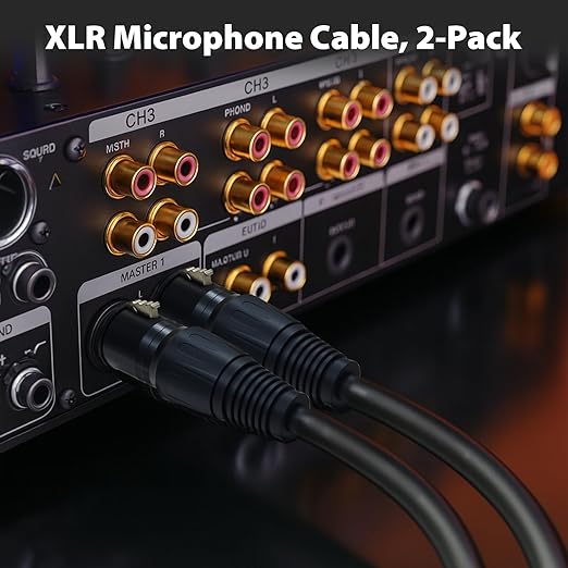 Cyberguys! XLR Cables 2 Pack, XLR Male to Female Microphone Cable with Locking Connector, Balanced Audio Cord, Nickel-Plated Connectors, PVC Jacket – Ideal Mic Cable for Studio, Stage,Speaker, 3 FT