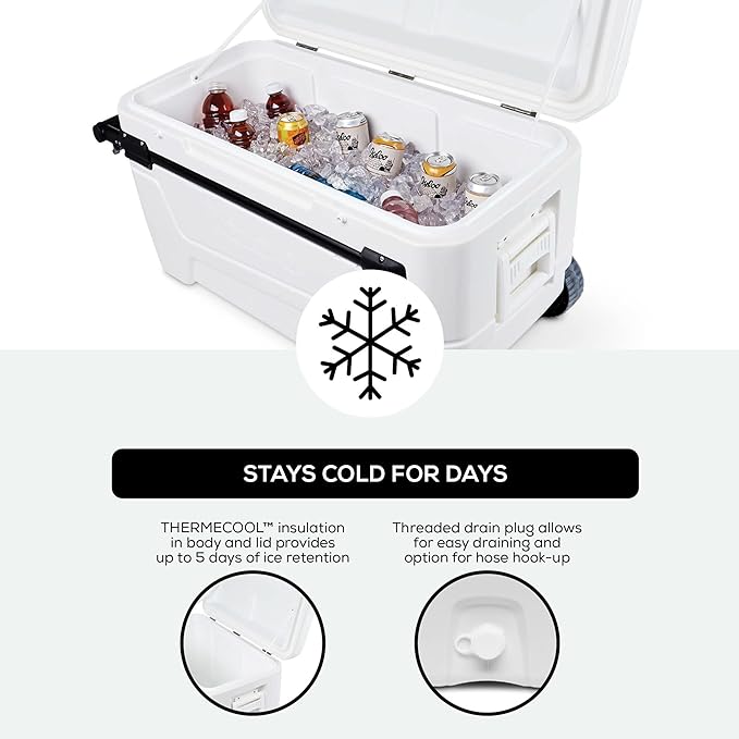 Igloo Maxcold Glide 110Qt Wheeled Cooler | Insulated Hard Shell Ice Chest