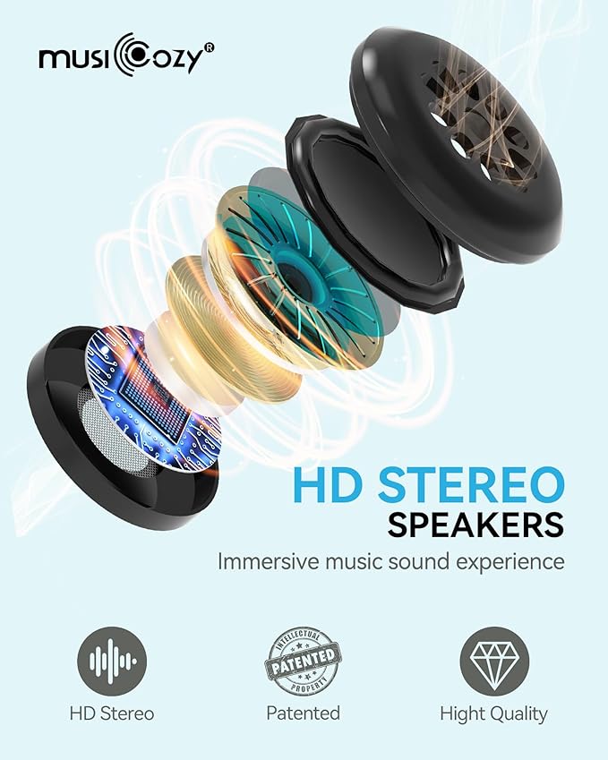 MUSICOZY Sleep Headphones Masks, Bluetooth Sleep Eye Mask for Sleeping for Side Sleepers, Sleeping Masks Headphones Wireless Music Mask Men Women with Speakers Cool Tech Gadgets Gifts, 2 Packs
