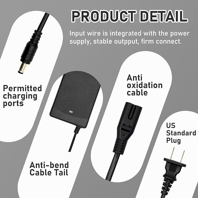 Adapter Charger Compatible with Jetson Haze JHAZE-BLK JHAZE-BLK-OB JHAZE-CAN-BLK JHAZEBLK 48V 7.5Ah Li-ion Battery Model PJHAZE-CH 54.6VDC 2A Power Supply Cable Cord PSU