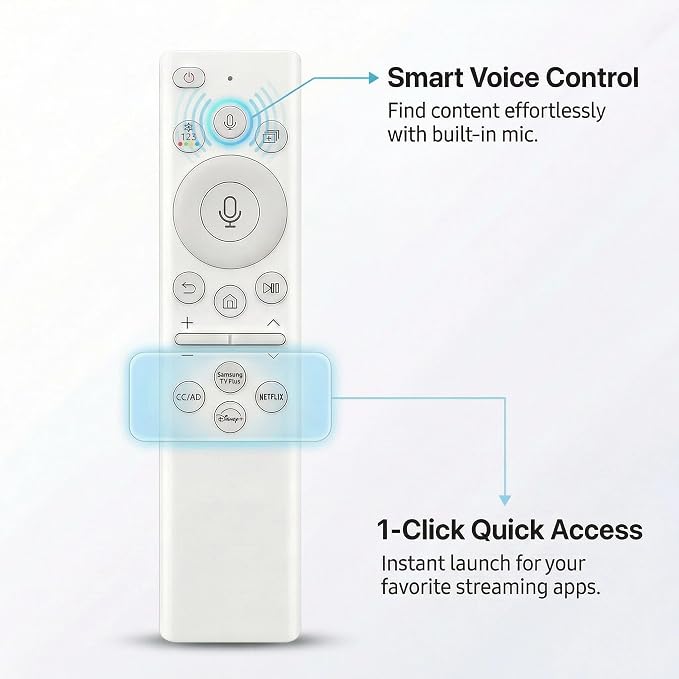 BN59-01391A Samsung Frame TV Remote, for 2018-2025 Samsung Remote Control for Smart TV with Voice Control Rechargeable Solar Cell USB-C, Compatible with Samsung Neo QLED, OLED, Crystal UHD, The Frame