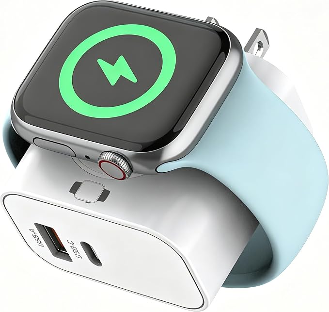 Charger Block for Apple Watch,23W PD 3 in 1 USB C Charging Block Build in Wireless Magnetic iWatch Charging Wall Charger Plug Cube Compatible with iWatch Series 11/10/9/8/7 Ultra 3/2/1,iPhone 17/16/15