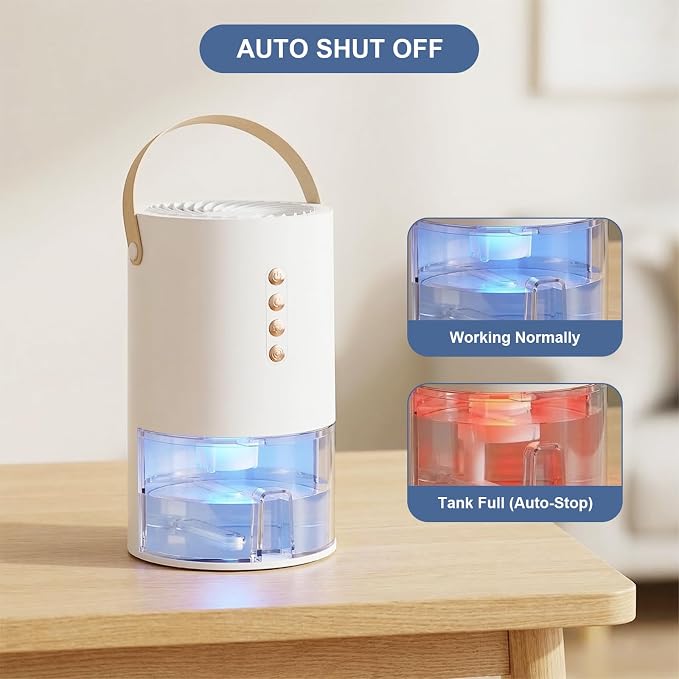 Dehumidifier, 44 OZ Small Dehumidifiers for Home, Bedroom, Bathroom, Fresh Air with Negative Ions & Auto Shut Off, 7 Colors Light & 3 Timer Options, Portable Dehumidifiers for Closet RV