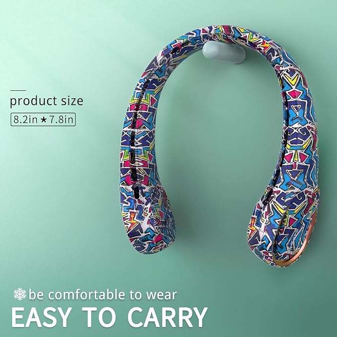 FrSara Bladeless Neck Fans Portable Rechargable, Adjustable, 360° Cooling, Super Quiet, No Blade Fan Design, No Hair Twisting, Even Air Volume On Both Sides, Non-Slip, Short Charging, Long Use Time