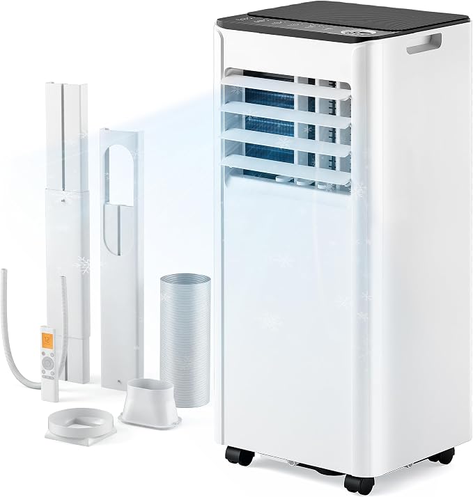 EUHOMY 8,000 BTU Portable Air Conditioner, 3-in-1 Portable AC Unit with Cools, Dehumidifier, Fan, 50 dB Sleep Mode, Cools 350 Sq.Ft. with 350 CFM Airflow, Installation Kit for Bedroom, Livingroom