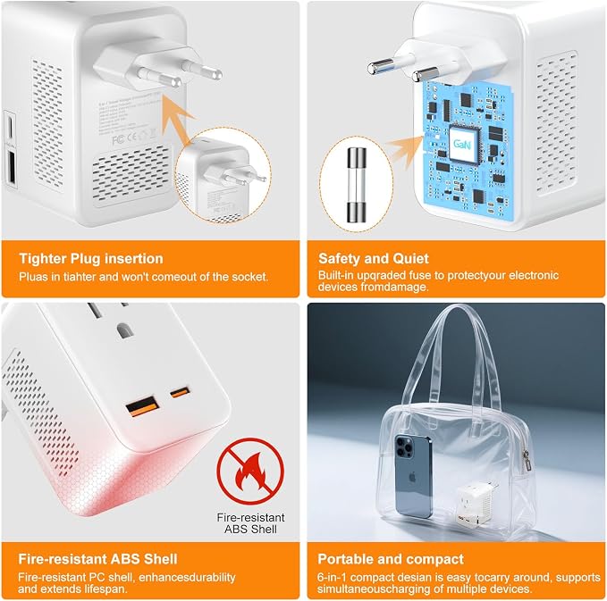International Travel Adapter Voltage Converter to Step Down 230V to 120V for Hair straighteners, laptops, Cell Phones, Power converters from USA to UK, Europe, Australia Over 200
