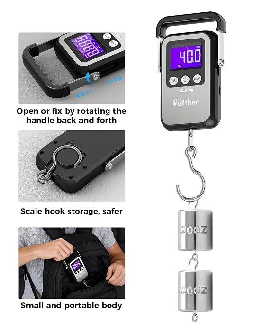 Fish Scale, Max 130lbs Fishing Scale,Multi-Mode Pound/Ounces & Kilograms,LCD Display