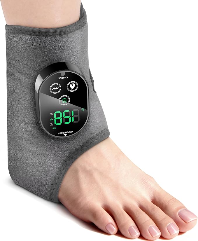 Cordless Ankle Massager for Pain Relief, Heated Foot Massager for Neuropathy, Foot and Ankle Massager with Heat, Ankle Heating Pad with Massage, HSA Eligible FSA, 6 Heats, 3 Massages, Single One