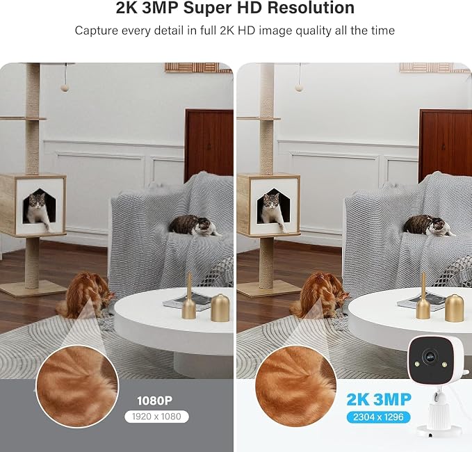 Jennov 2K WiFi Security Camera Indoor/Outdoor, Plug-in Home Surveillance Cam with Color Night Vision, Human Motion Detection, 2-Way Audio, IP66 Waterproof, Baby & Pet Monitor, 5G/2.4G