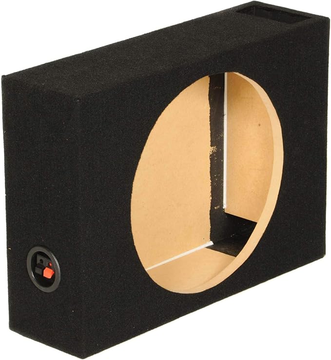 QPower Single 10-Inch Vented Subwoofer Box, Features 0.53 Cubic Feet of Airspace, Solid 5/8-Inch MDF Construction