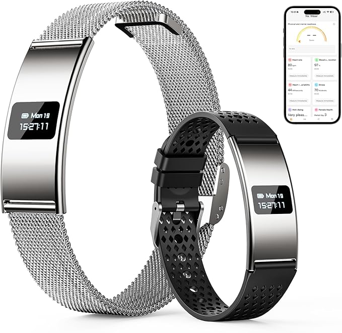 Smart Bracelet, Subscription-Free 24/7 Health Tracking, Heart Rate, SpO2, HRV & Sleep Tracker with IPX8 Waterproof, Wearable Activity & Fitness Tracker, 7-Day Battery, 2 Bands