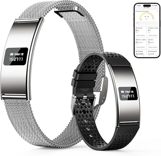 Smart Bracelet, Subscription-Free 24/7 Health Tracking, Heart Rate, SpO2, HRV & Sleep Tracker with IPX8 Waterproof, Wearable Activity & Fitness Tracker, 7-Day Battery, 2 Bands