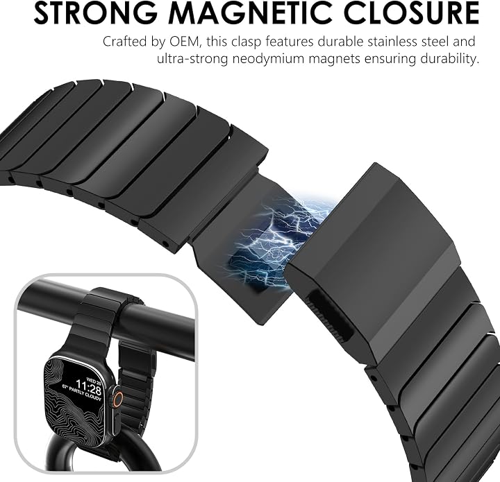 NewWays Titanium & Stainless Steel Link Bracelet for Apple Watch Band Ultra 3 2 1 Band 49mm Series11 10 46mm 42mm 45mm 44mm 41mm 40mm 38mm Series 3-11
