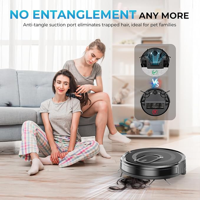 Robot Vacuum and Mop Combo, 4200Pa Suction, 2 in 1 Mopping Cleaner, Black, App & Voice Control, Self-Charging, Obstacle Avoidance, Compatible with Alexa