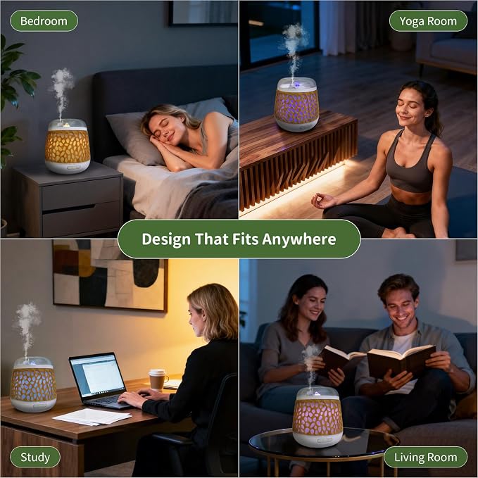 Weljoy Dancing Water Essential Oil Diffuser with 8 Colors Night Light, Multiple diffusing Modes, Humidifier, Relaxing Water Flow Sounds, White Noise, 500ml Water Tank, Mood Light for Home Decor (DW01)
