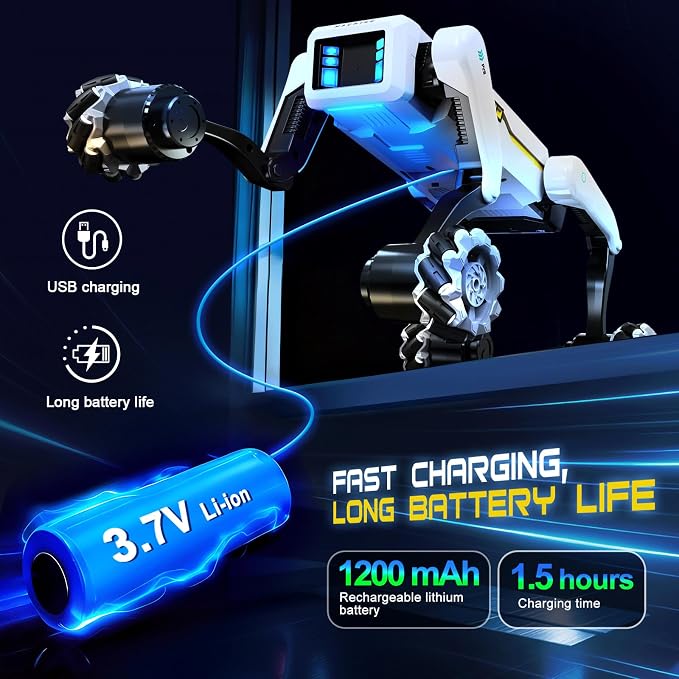Smart Robot Dog with Wheels, 30+ Bionic Actions, Voice & Remote Control, Programmable Moves, Rechargeable Battery, All-Terrain Stunt Pet Toy for Kids