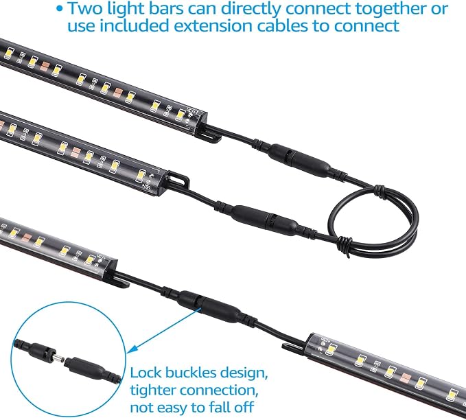 TORCHSTAR Voice Control Smart LED Safe Lighting Kit, (4) 12 Inch Dimmable Linkable Light Bars, Compatible with Alexa&Rocker Switch, 100-240V UL Power Adapter 900LM for Under Cabinet, 5000K Daylight
