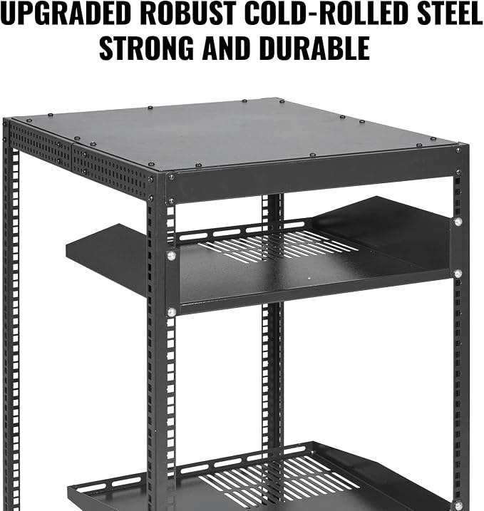 VEVOR 20U Open Frame Server Rack, 23''-40'' Adjustable Depth, Free Standing or Wall Mount Network Server Rack, 4 Post AV Rack with Casters, Holds All Your Networking IT Equipment AV Gear Router Modem
