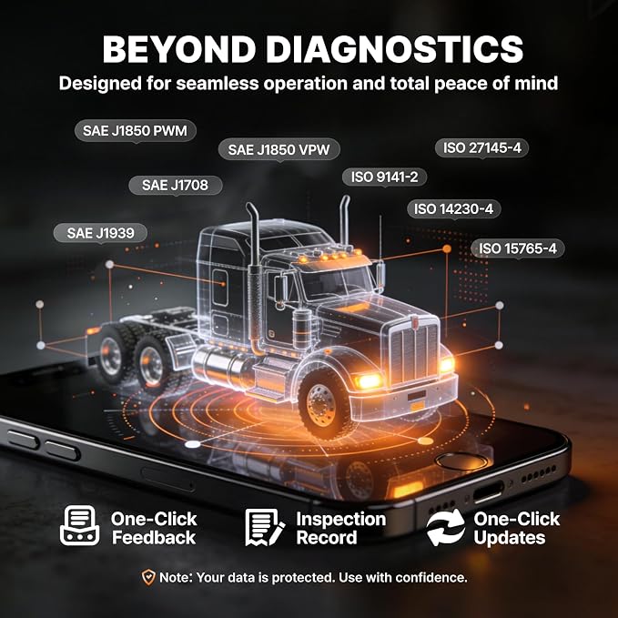 ANCEL HD200 Heavy Duty Truck Scanner, Truck & Diesel Scanner Diagnostic Tool with Full-System HDOBD/OBD2, Speed & Idle Reset for Cummins & Caterpillar, J1939/J1708 Scan Tool, Lifetime Free Updates