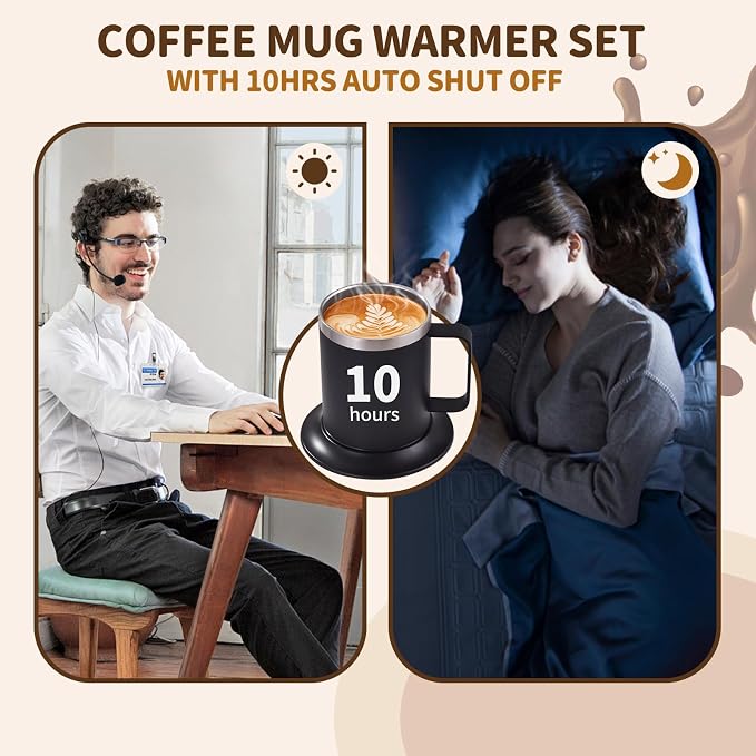 Birthday Gifts for Dad Husband Brother Friend, 12oz Heated Coffee Mug with Glowing Warmer Set,Funny Valentines