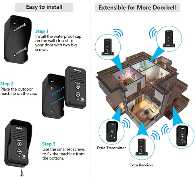 Expandable fro Wuloo Wireless Intercom Doorbell, an Additional Outdoor Unit for Expanding Wuloo Doorbell System(Only Outdoor Unit, CAN NOT Work Without Indoor Unit)