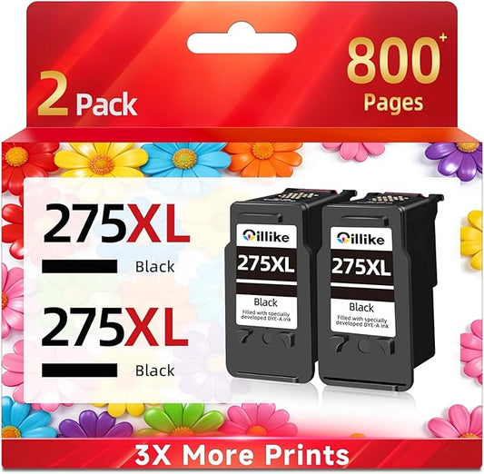 275XL Ink Cartridges Replacement for Canon Ink 275 XL pg-275(Black 2-Pack) Compatible for TS3520 TR4720 TS3522 TS3500 TR4700 TR4722 TS3700 TS3722 Printers