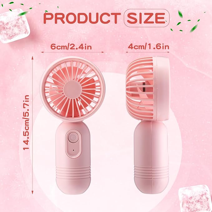 Rossesay 48 Pcs Mini Portable Fan Bulk Cute Handheld Lightweight Small Little Personal Hand Eyelash Fan 3 Speeds USB Rechargeable for Women Men Indoor Outdoor Makeup Travel (Pink)