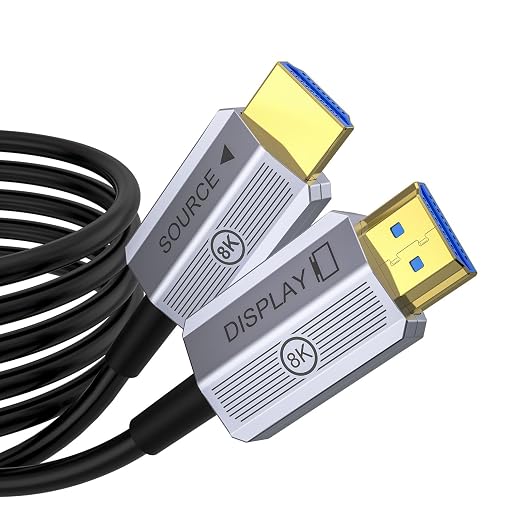 8K Fiber Optic HDMI Cable 150ft, 48Gbps Long HDMI 2.1 Cable 8K@60Hz/4K@120Hz, Ultra HD HDR, Directional (Source to Display), for PS5 4 3/Xbox/TV/Monitor/Laptop/Projector/Blu-ray